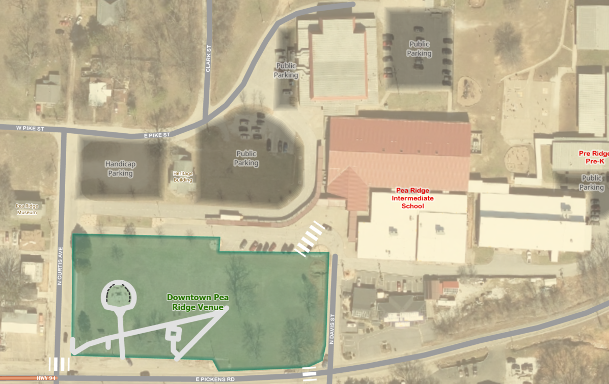 Downtown Pea Ridge Arkansas - Parking Map